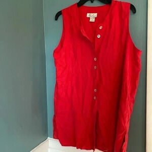 Anne Larson 100% silk women’s tunic tank red size large